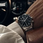 Montre tag heuer pour homme surpoignet, acier, cadran noir