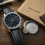 Quartz montre 32768 Hz, pile bouton visible sous capot ouvert, choix sûr