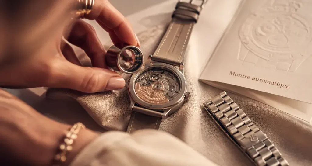 Montres automatique femme : cadran squelette sans pile, montre automatique