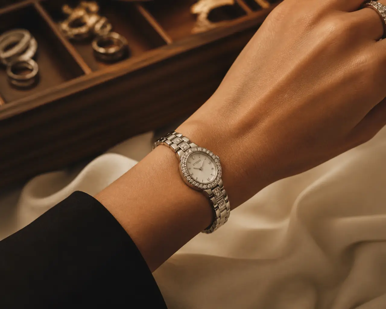 Montres femme strass au poignet, éclat pour bureau et soirée