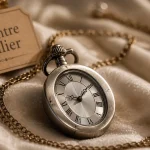 Montres pendentif femme : chaîne et cadran quartz ovale argenté