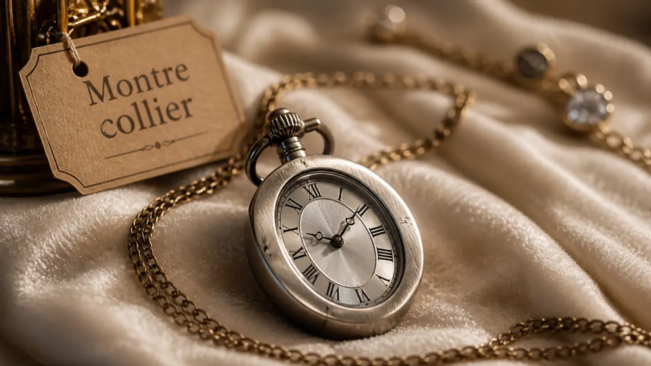 Montres pendentif femme : chaîne et cadran quartz ovale argenté