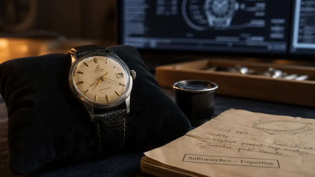 Sabiwatches montres vintage et de collection : montre vintage acier sur velours noir