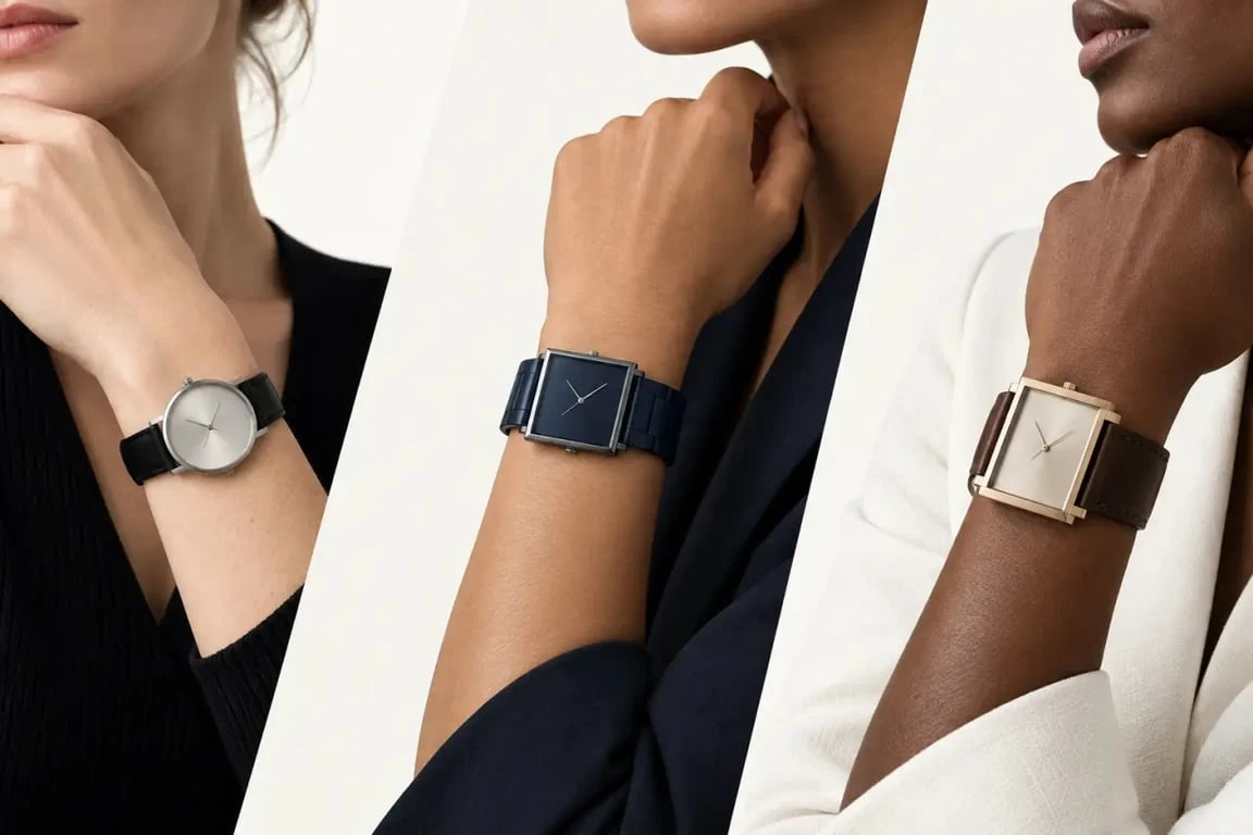 Grosses montres femme comparées selon la forme du boîtier, l’épaisseur et la largeur du bracelet