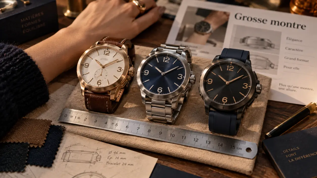 Grosses montres femme oversize : diamètre, épaisseur et bracelet à vérifier