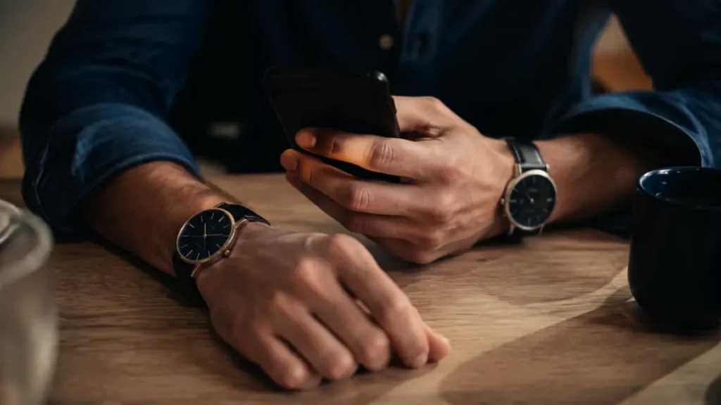 Montre quel poignet : gauche ou droite, vue rapprochée