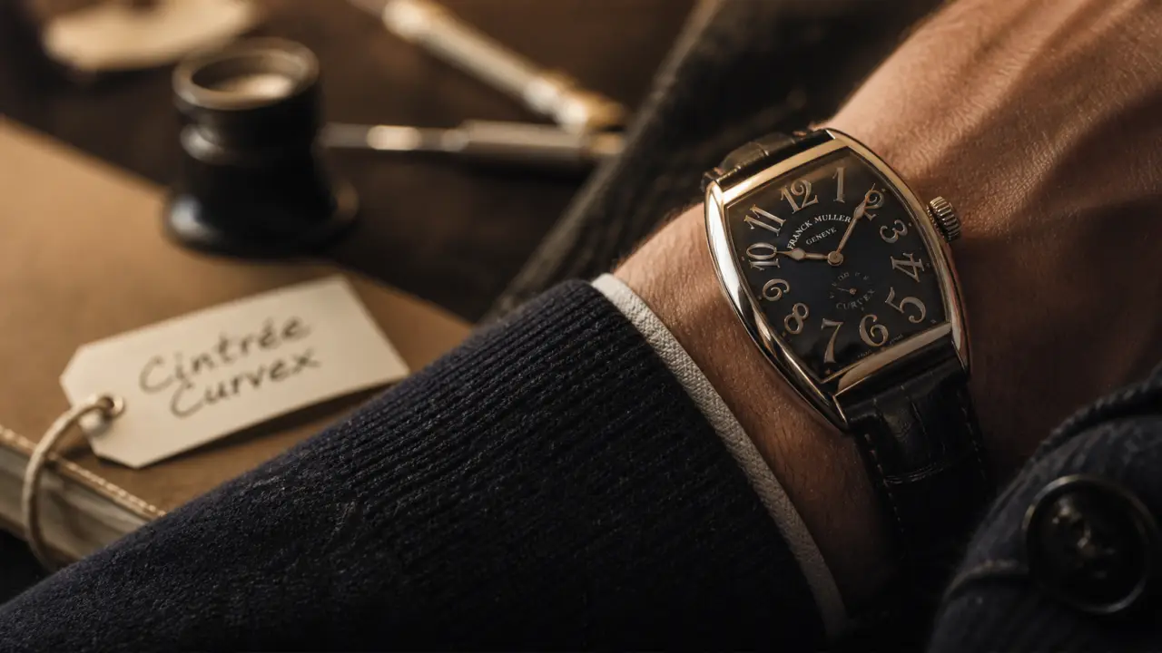 Montres franck muller homme Cintrée Curvex, chiffres signature au poignet