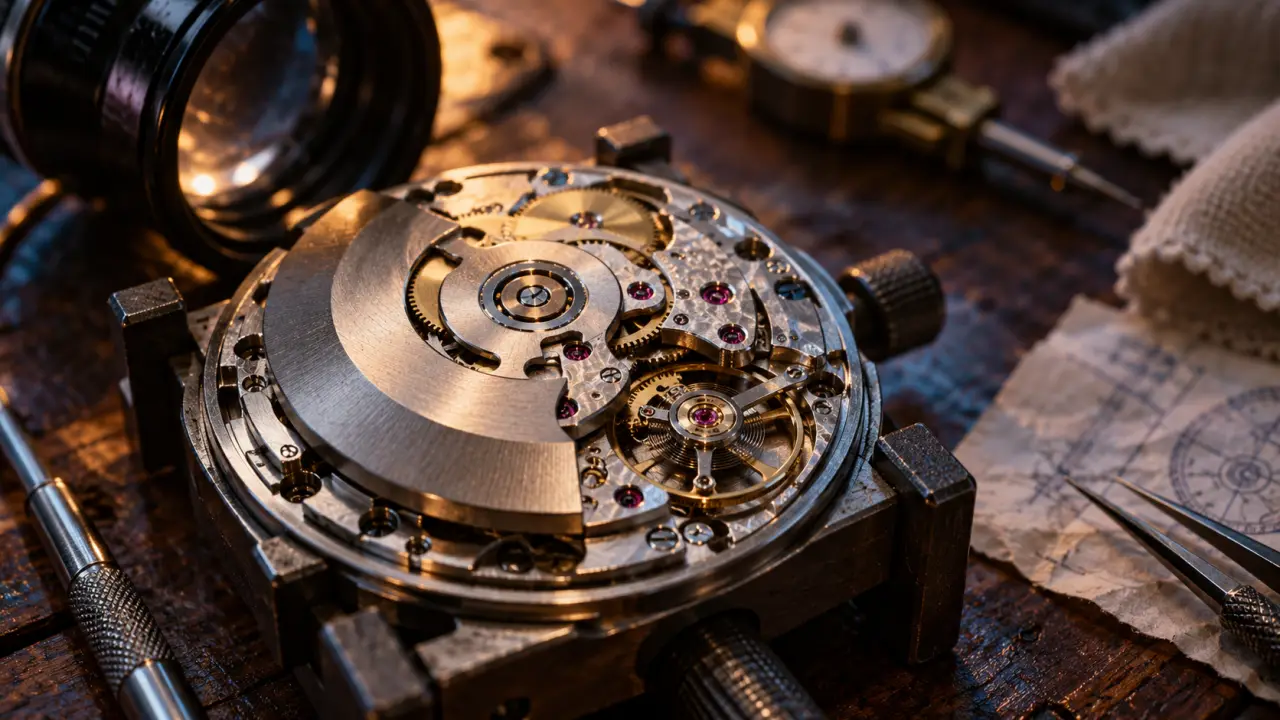 Mouvement ETA : mouvement horloger fiable, plan rapproché
