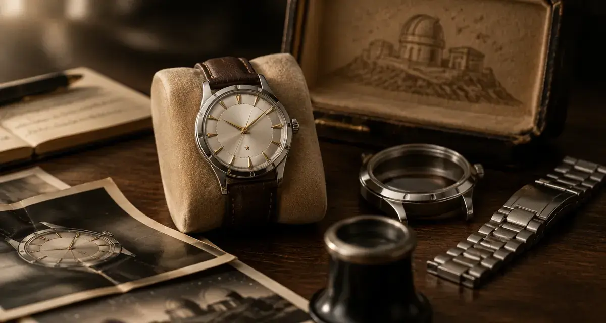 Omega vintage constellation : contrôles avant d’achat, montre sur velours beige