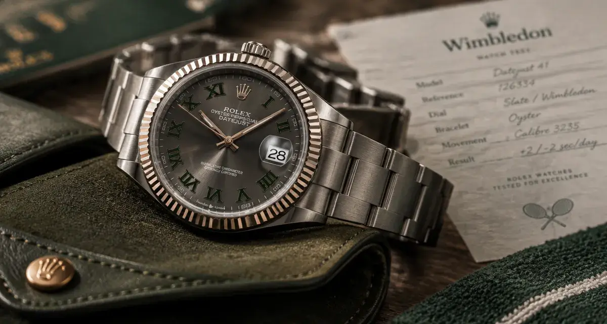 Photo Rolex Wimbledon Datejust 36 41 mm sur bracelet Oyster